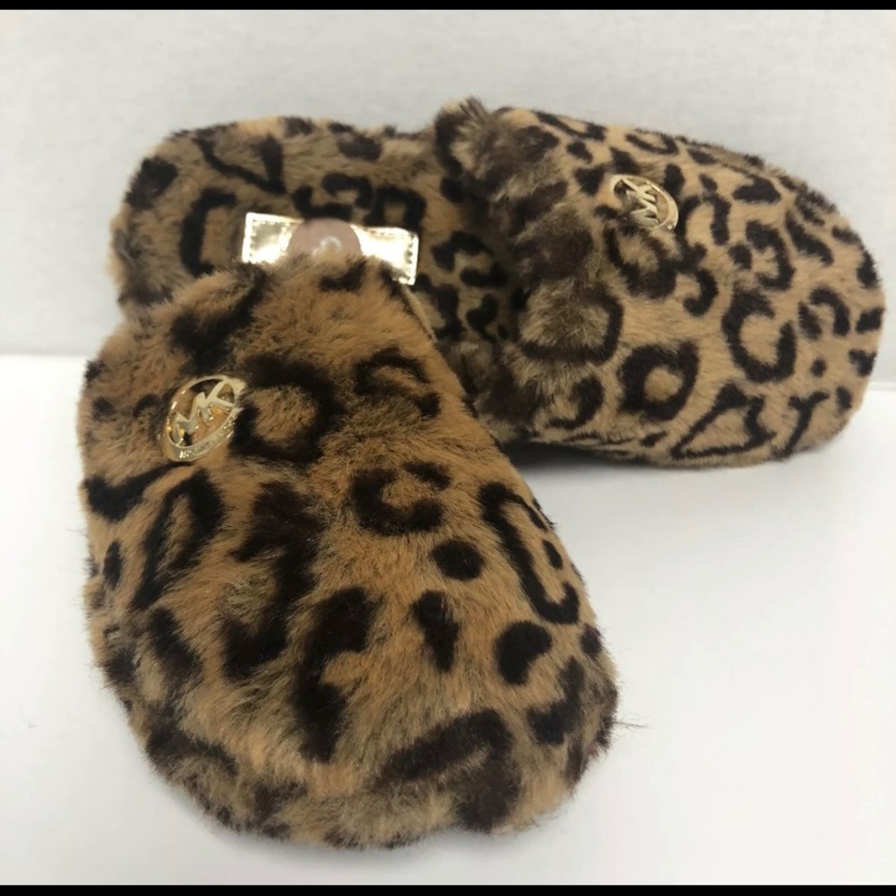 Michael Kors Leopard Cheetah Fur Slippers Size 8